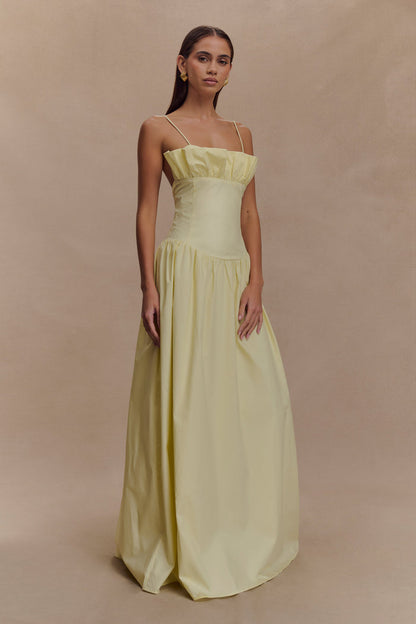Janis Cotton Frill Maxi Dress - Lemon