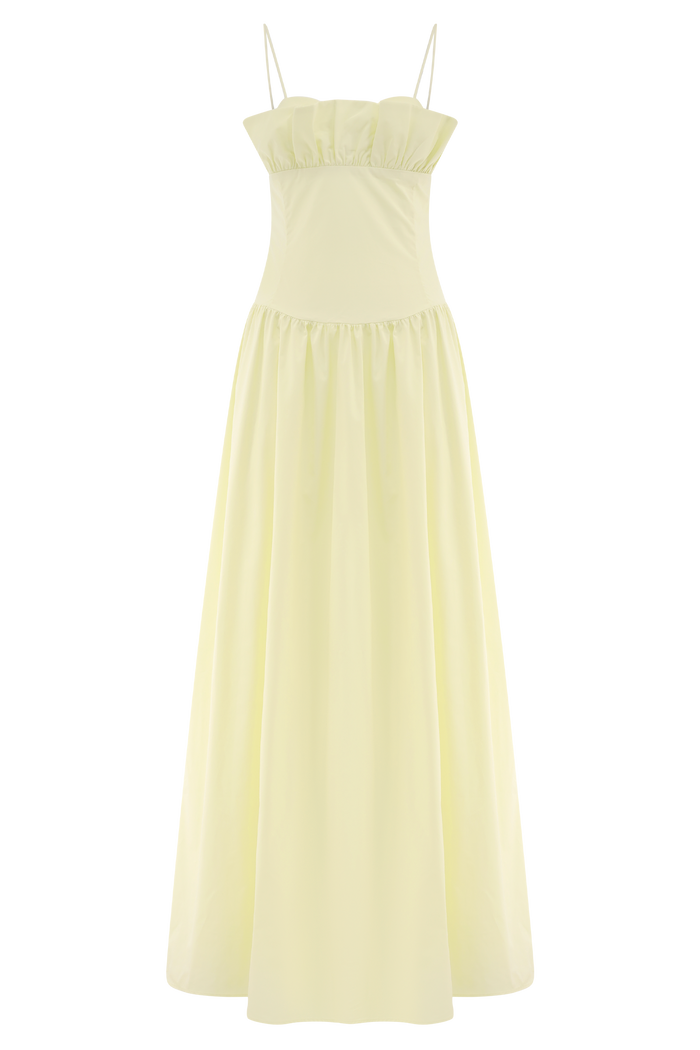 Janis Cotton Frill Maxi Dress - Lemon