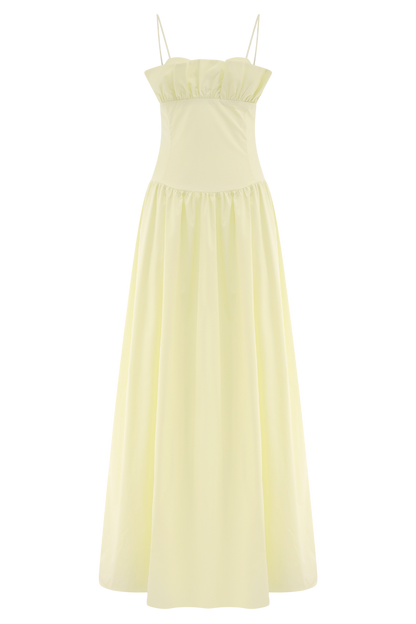 Janis Cotton Frill Maxi Dress - Lemon