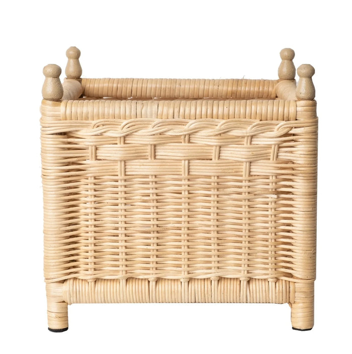 Jumbo Floor Natural Wicker Box Planter by The Enchanted Home