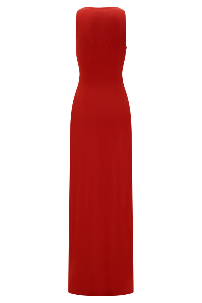 Kaiden Slinky Beaded Maxi Dress - Desert Red