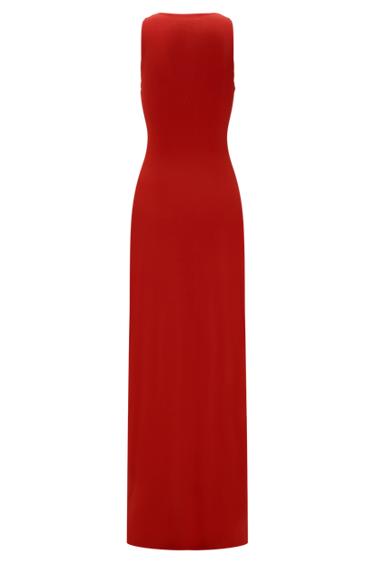 Kaiden Slinky Beaded Maxi Dress - Desert Red