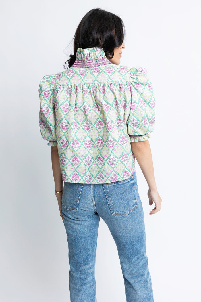 Karlie: PARIS FLORAL RUFFLE PUFF SLEEVE TOP - B Social Boutique