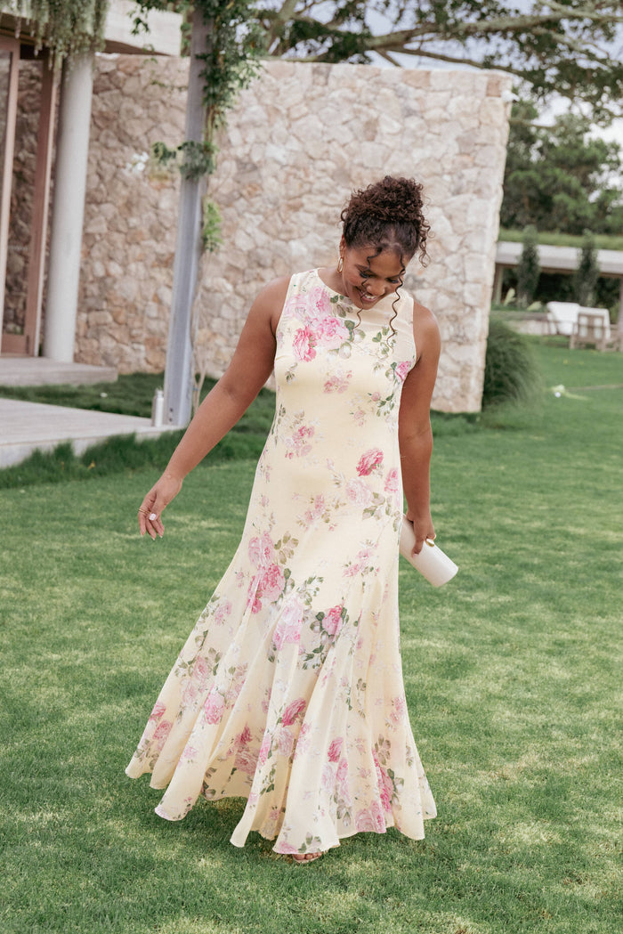 Petal and Pup USA DRESSES Keani Maxi Dress - Yellow Floral