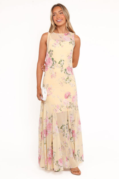 Petal and Pup USA DRESSES Keani Maxi Dress - Yellow Floral