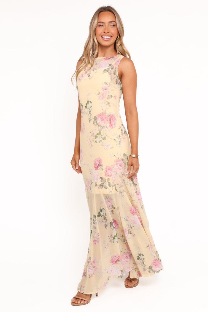 Petal and Pup USA DRESSES Keani Maxi Dress - Yellow Floral