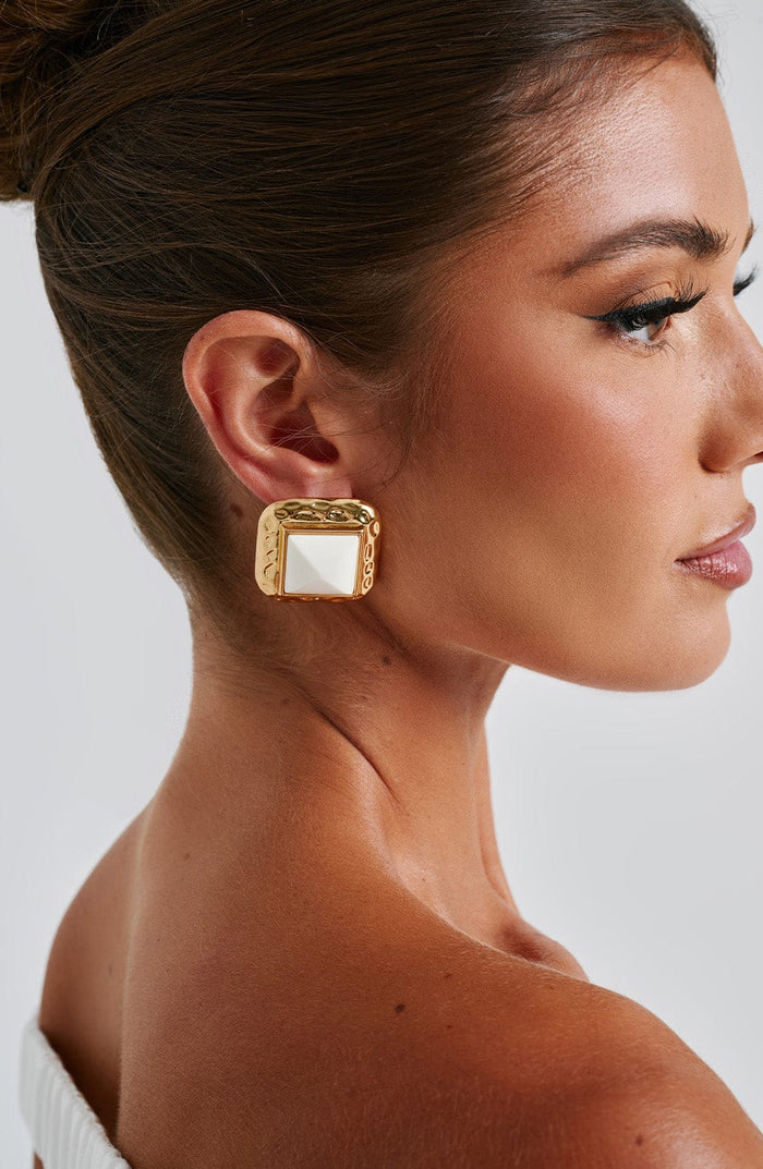 Kennedy Earrings – Ivory/Gold