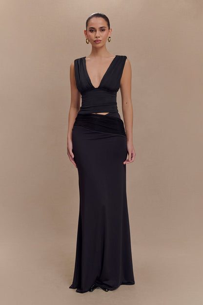 Kerrigan Slinky Ruched Sleeveless Top - Black