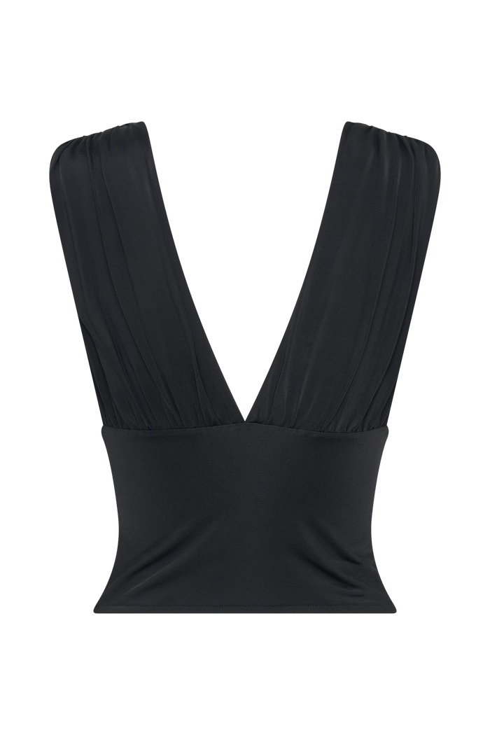 Kerrigan Slinky Ruched Sleeveless Top - Black