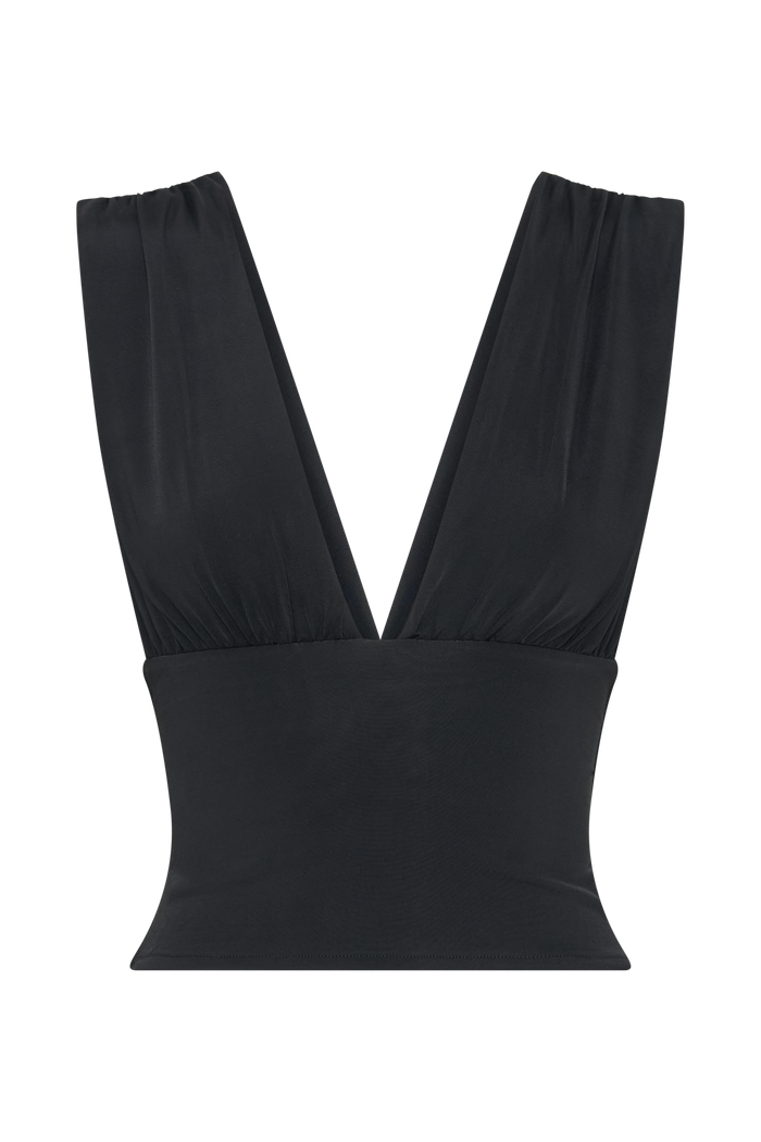 Kerrigan Slinky Ruched Sleeveless Top - Black