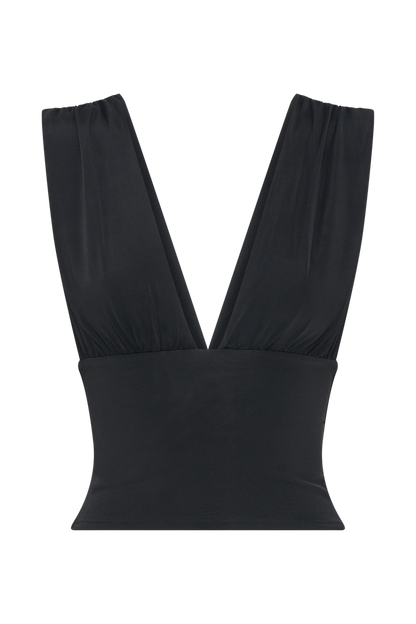 Kerrigan Slinky Ruched Sleeveless Top - Black