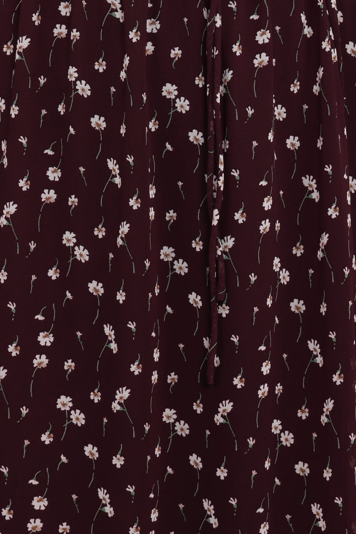 Petal and Pup USA DRESSES Keziah Long Sleeve Maxi Dress - Burgundy Floral