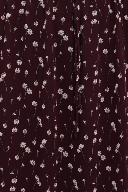 Petal and Pup USA DRESSES Keziah Long Sleeve Maxi Dress - Burgundy Floral