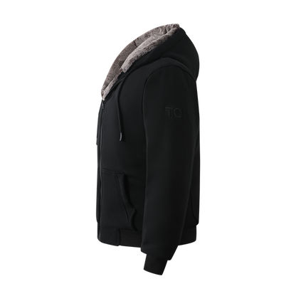 Kids Black Hoodie with Removable Fur - Brown