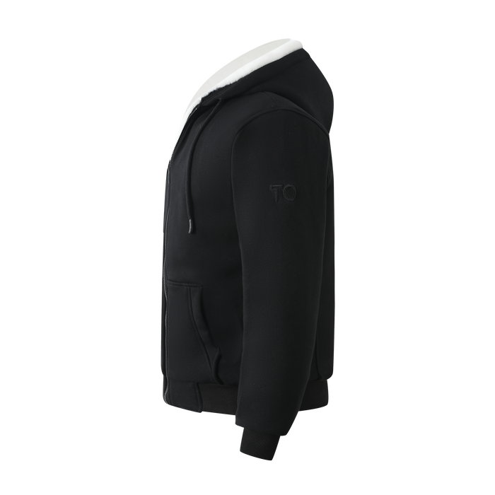 Kids Black Hoodie with Removable Fur - White
