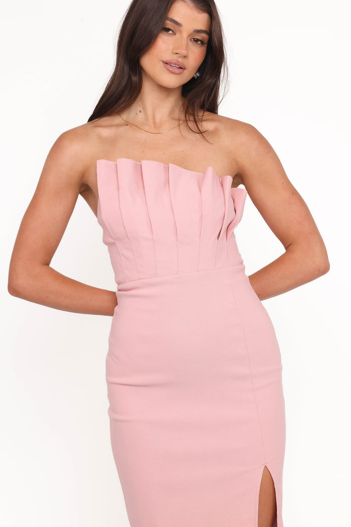 Petal and Pup USA DRESSES Kinnie Midi Strapless Dress - Pink