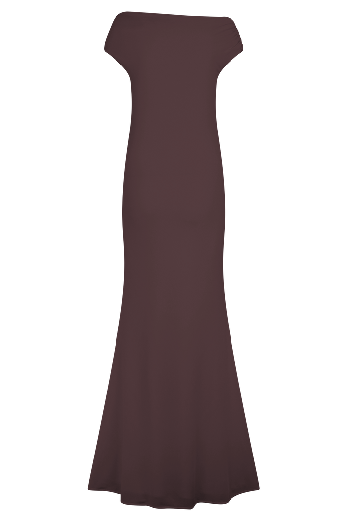 Kinsley Slinky Maxi Dress With Hardware - Chocolate