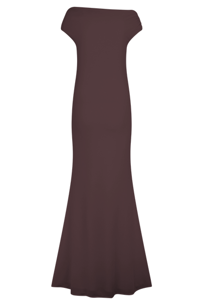 Kinsley Slinky Maxi Dress With Hardware - Chocolate