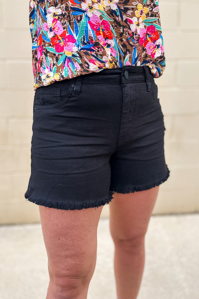 KUT: Jane High Rise Long Short Frayed Hem - Black - B Social Boutique