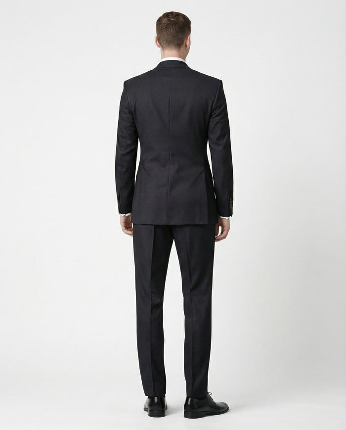 Label M Men's Classic Fit Two Button 100% Wool Wrinkle Resistant Suit - Charcoal Gray - The Suit Depot