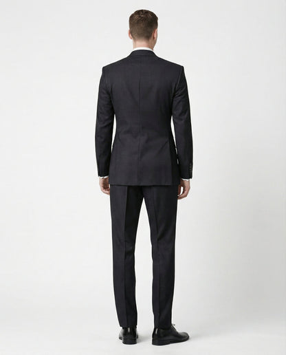 Label M Men's Classic Fit Two Button 100% Wool Wrinkle Resistant Suit - Charcoal Gray - The Suit Depot