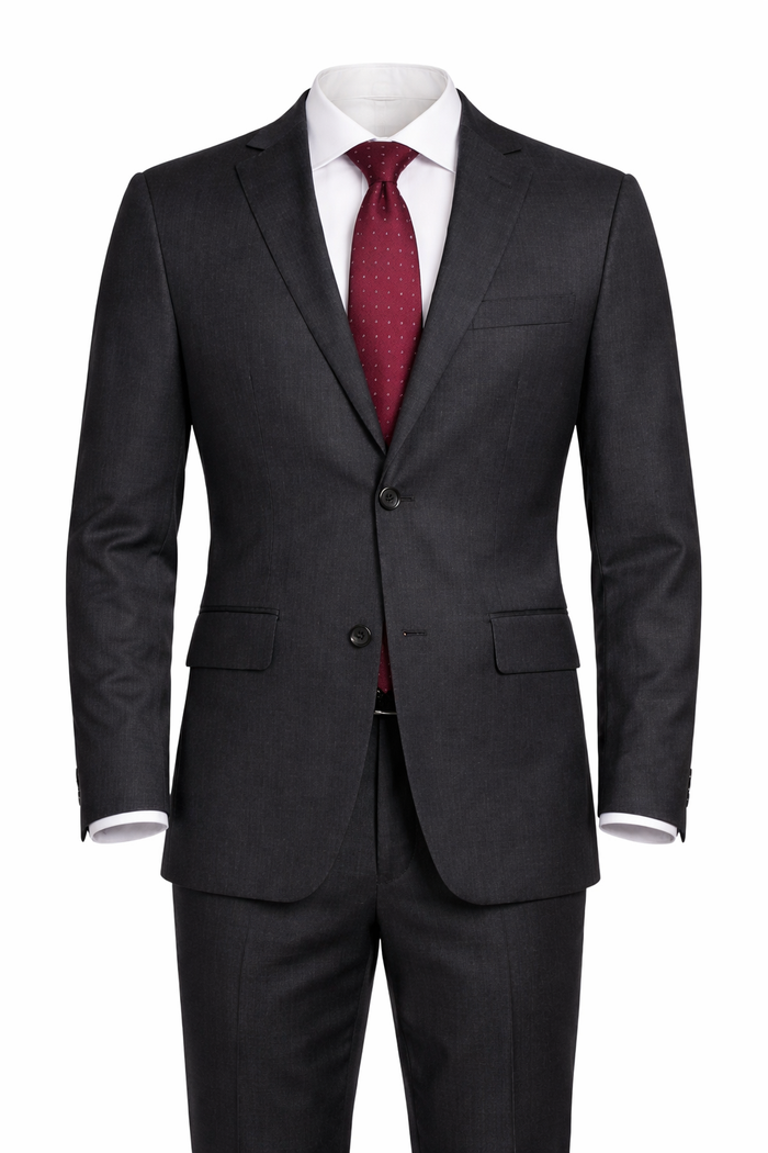 Label M Men's Classic Fit Two Button 100% Wool Wrinkle Resistant Suit - Charcoal Gray - The Suit Depot