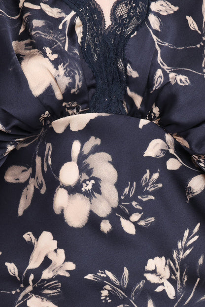Petal and Pup USA DRESSES Laurent Midi Dress - Navy Cream Floral