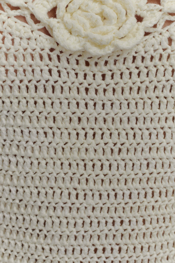 Liyah Floral Hand Crochet Mini Dress - Ivory