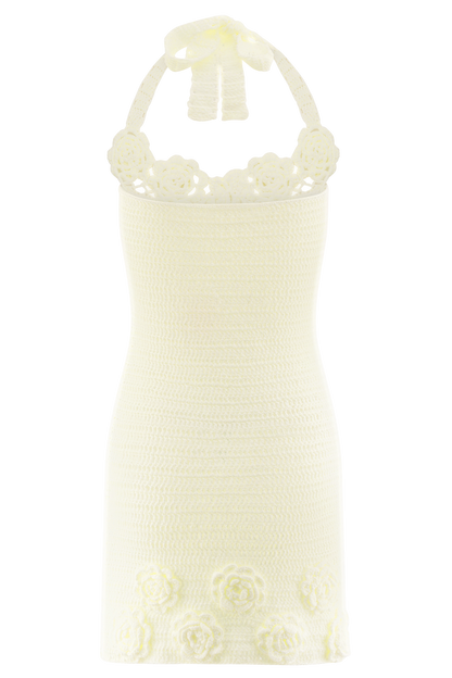 Liyah Floral Hand Crochet Mini Dress - Ivory