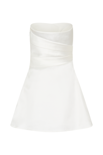 Lora Strapless Satin Mini Dress - White