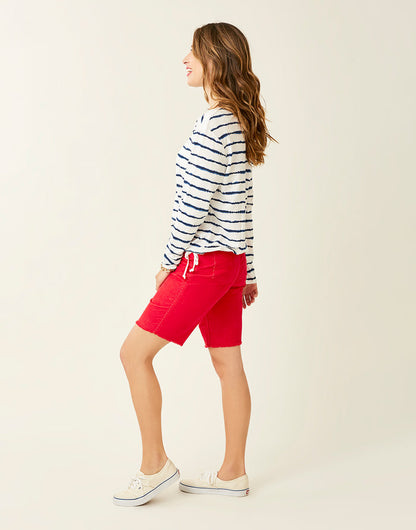 Lorena Top: Navy Tie Dye Stripe - FINAL SALE