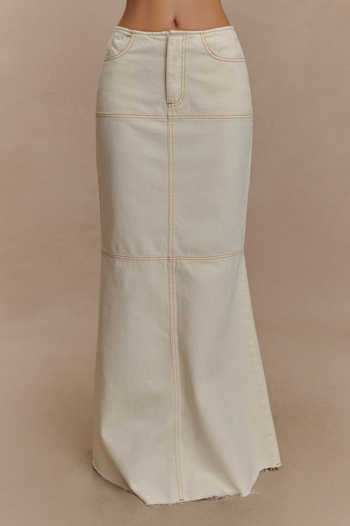 Loretta Denim Maxi Skirt - Ecru