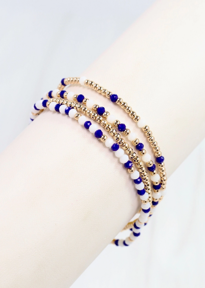 Lottie Beaded Bracelet Set - Blue & White
