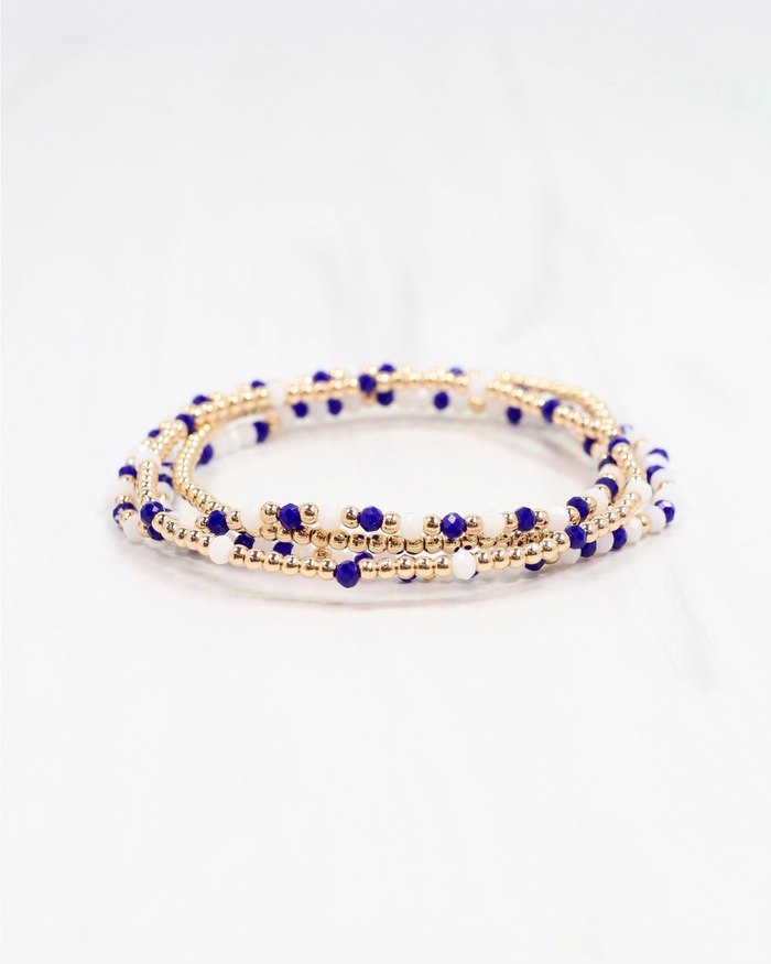 Lottie Beaded Bracelet Set - Blue & White