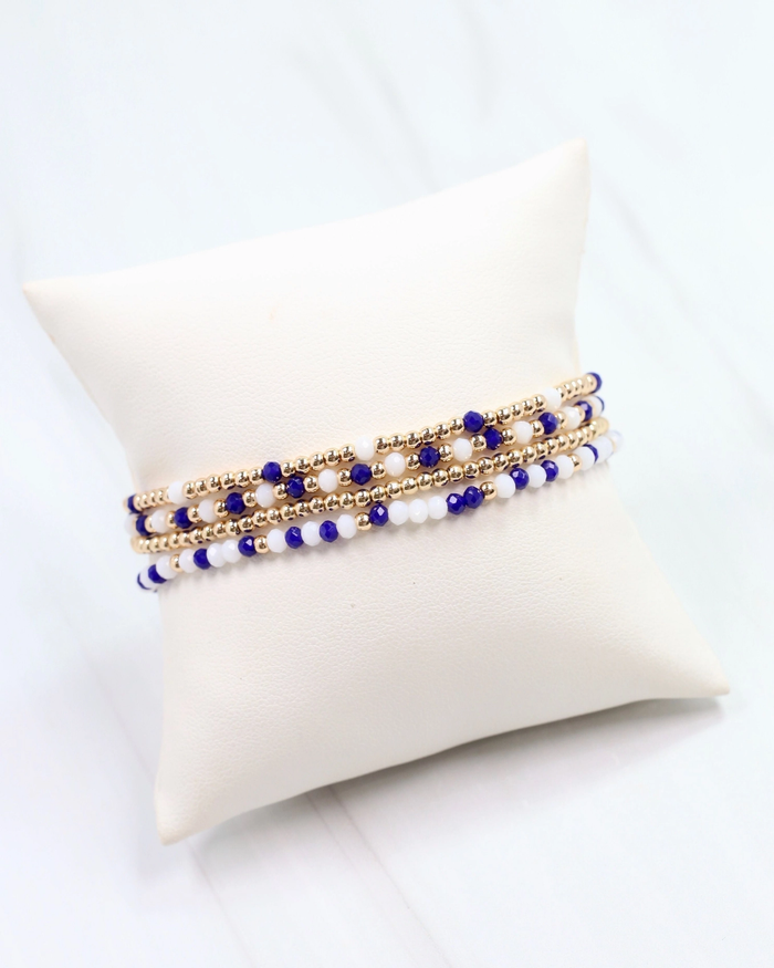 Lottie Beaded Bracelet Set - Blue & White