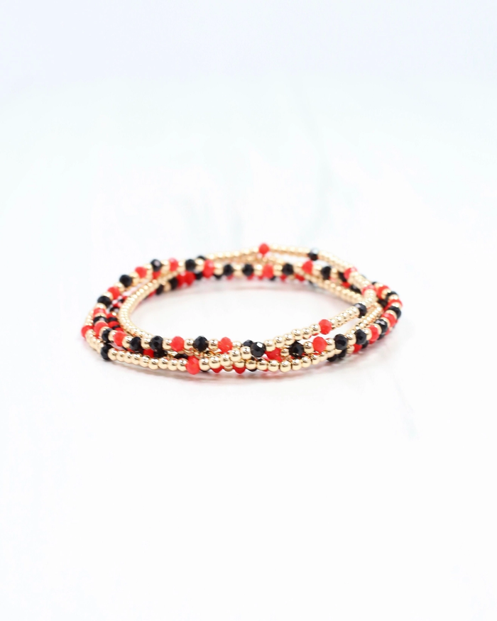 Lottie Beaded Bracelet Set - Red & Black
