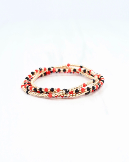 Lottie Beaded Bracelet Set - Red & Black