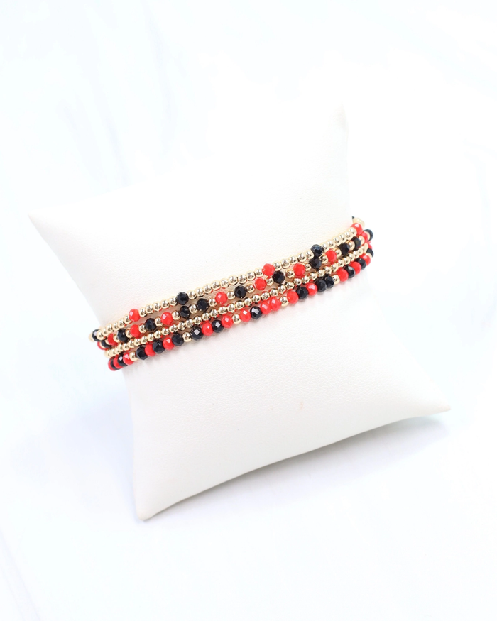 Lottie Beaded Bracelet Set - Red & Black
