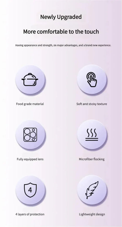 Promotional material for a product featuring six key benefits.