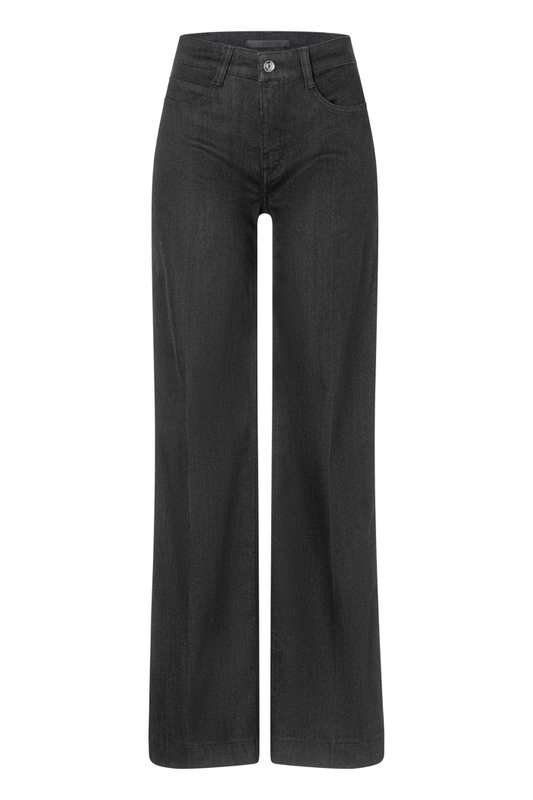 Front view of MAC Jeans 5228-90-0387L D999 Black Wide Authentic Stretch Denim Jeans by Mac Jeans, shop Mac Jeans at Dotique