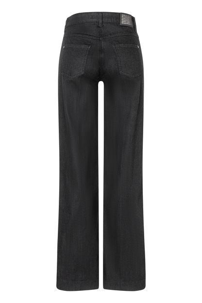 Back view of MAC Jeans 5228-90-0387L D999 Black Wide Authentic Stretch Denim Jeans by Mac Jeans, shop Mac Jeans at Dotique