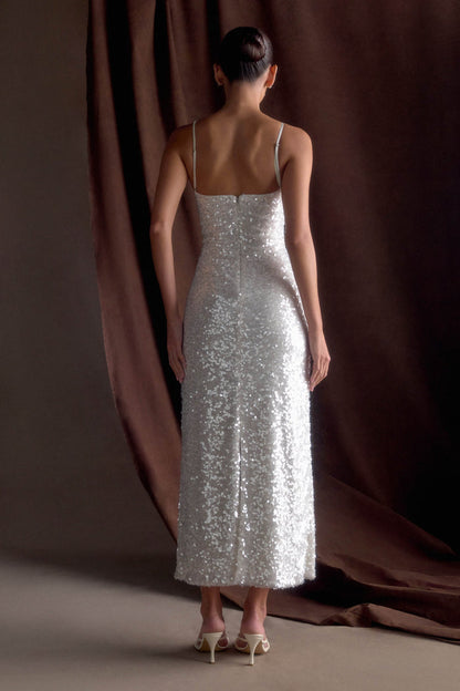 Makari Sequin Maxi Dress - White