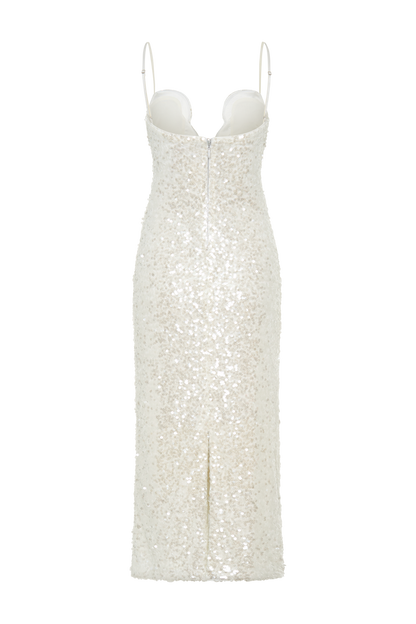 Makari Sequin Maxi Dress - White