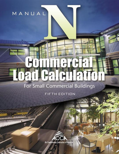 Cover of Manual N Fifth Edition for commercial load calculation in small buildings with modern building and HVAC visuals