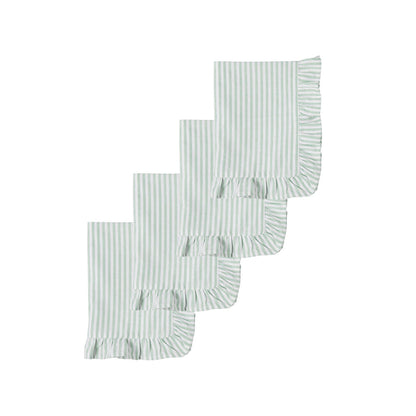 Marais Ruffle Stripe Napkin Pine Green