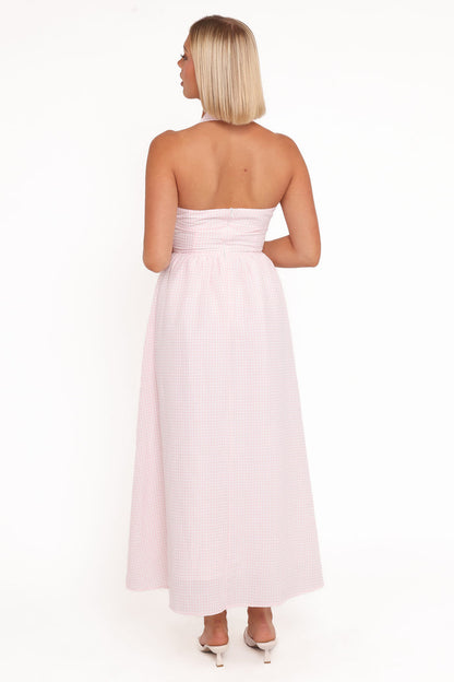 Petal and Pup USA DRESSES Margerie Halter Dress - Pink Gingham