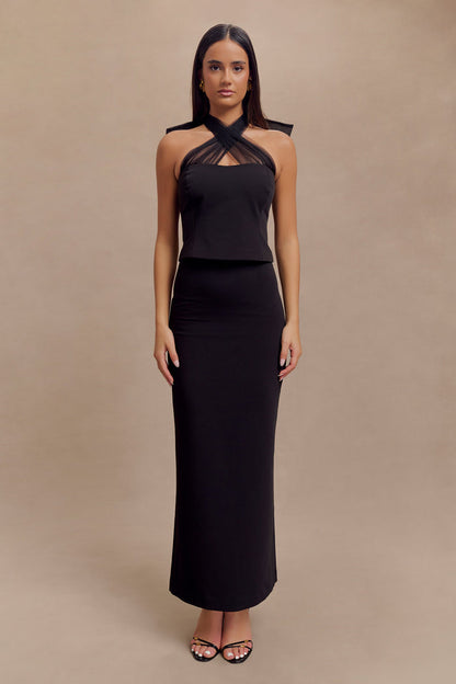 Maryam Tulle Bow Top - Black