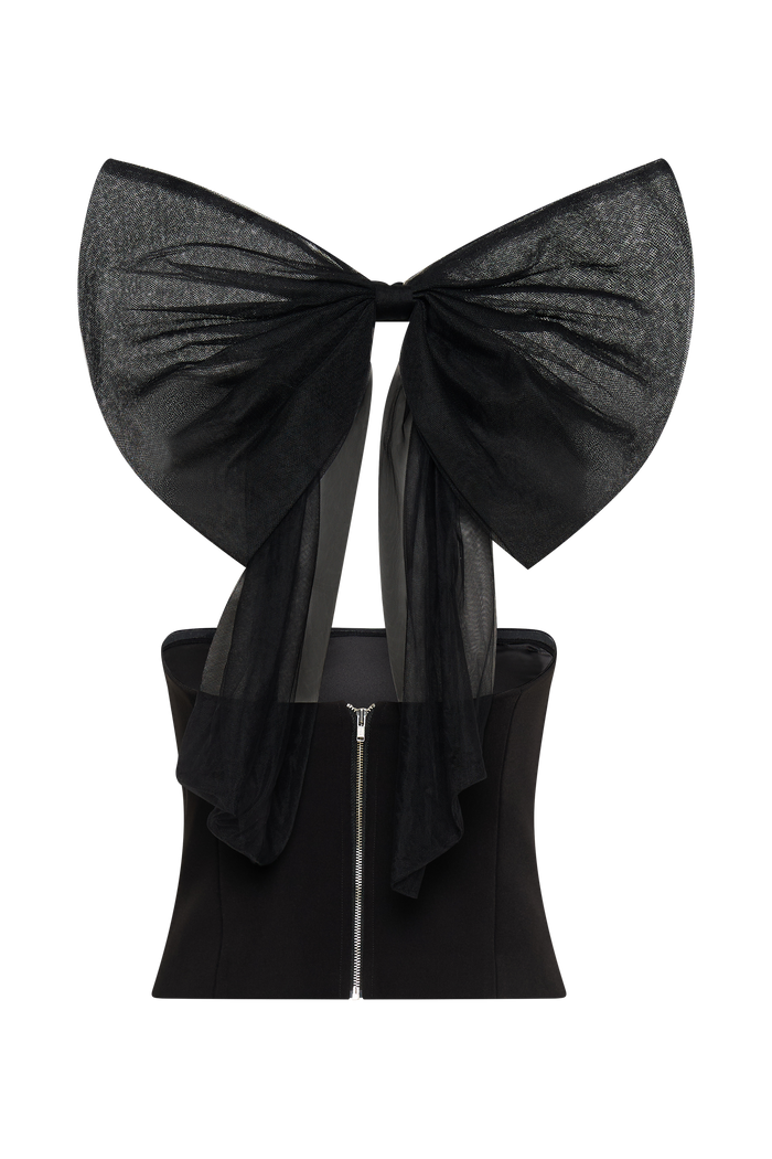 Maryam Tulle Bow Top - Black