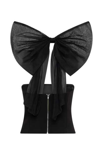 Maryam Tulle Bow Top - Black