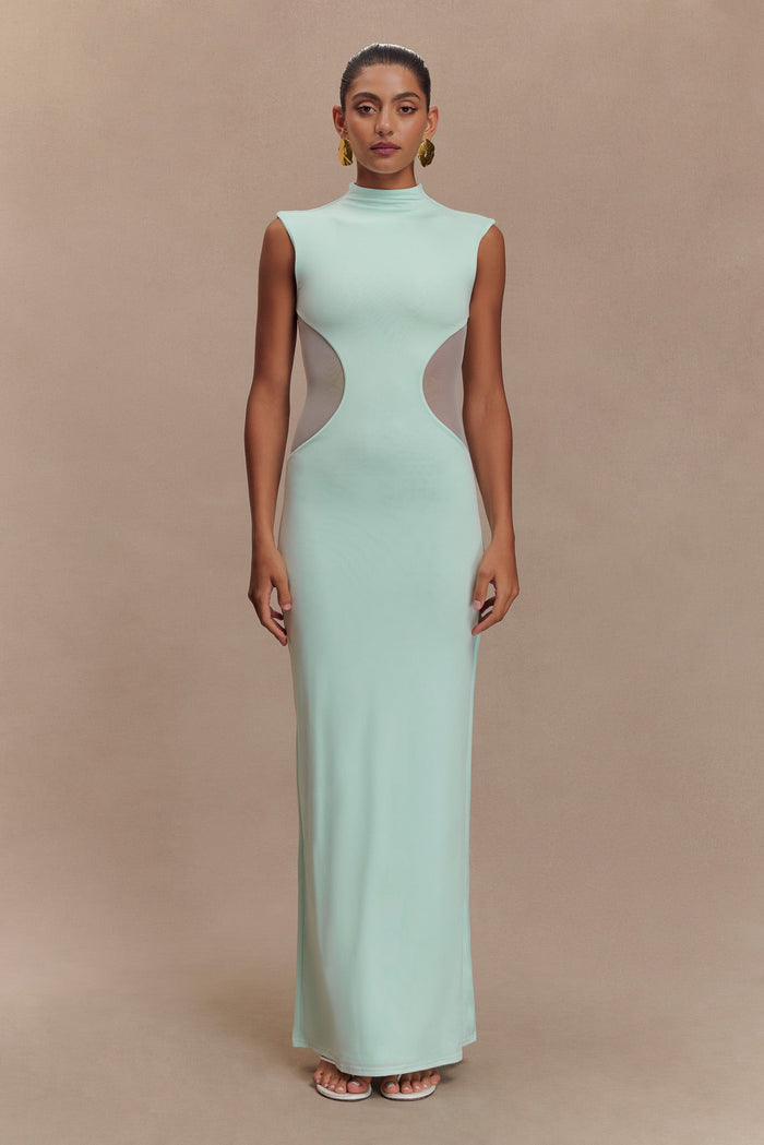 Massie Slinky And Mesh Maxi Dress - Lagoon